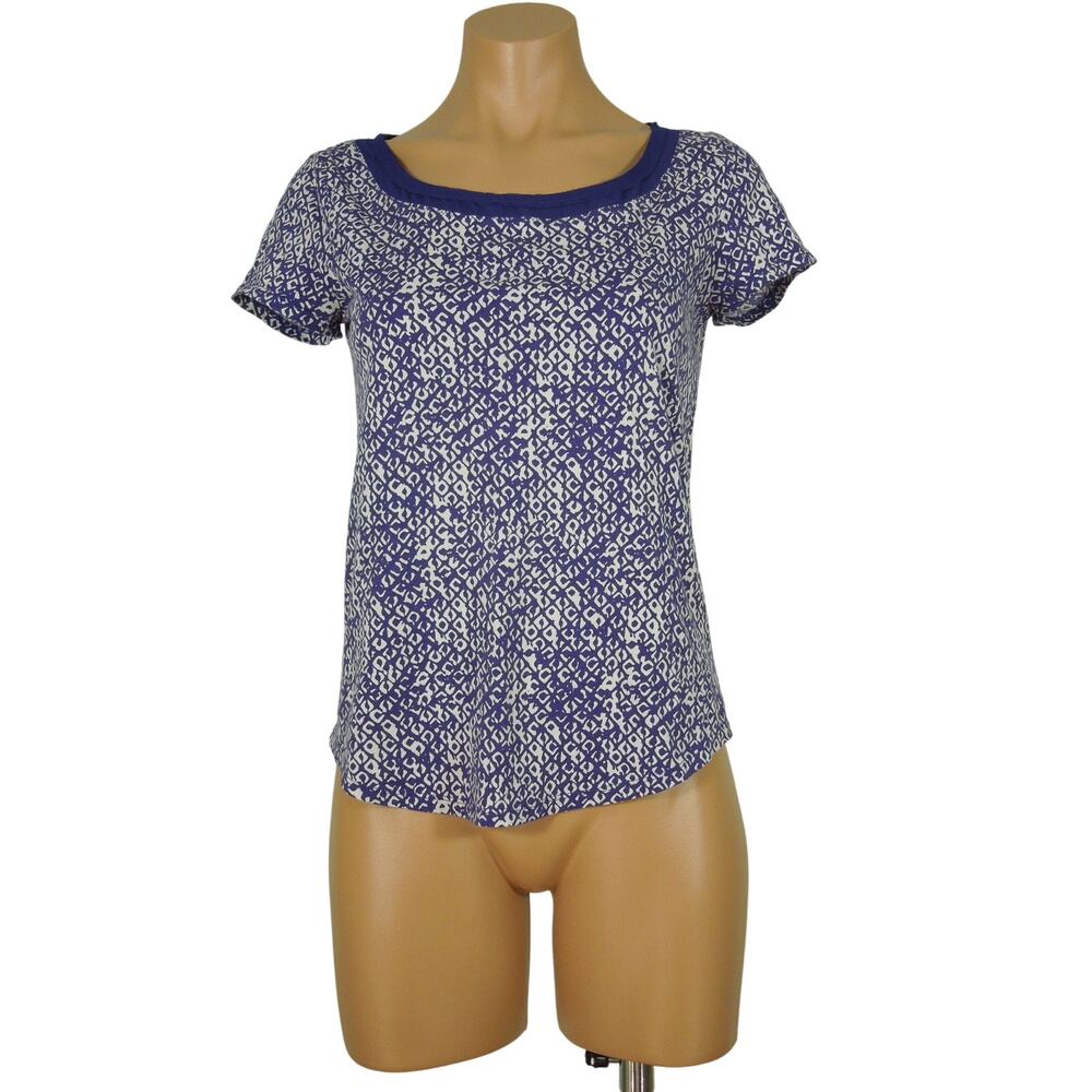 ANN TAYLOR Knit Top S SMALL Scoop Neck Printed